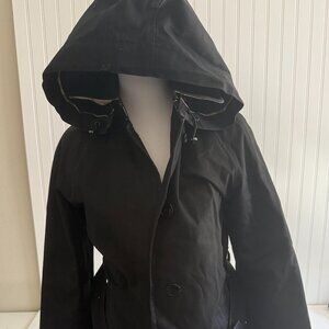 Burberry Black Women's Trench Coat with Hood Size 4 Petite